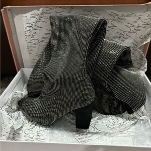 Wild Pair Pewter Rhinestone over-the-knee boots - size 9.
